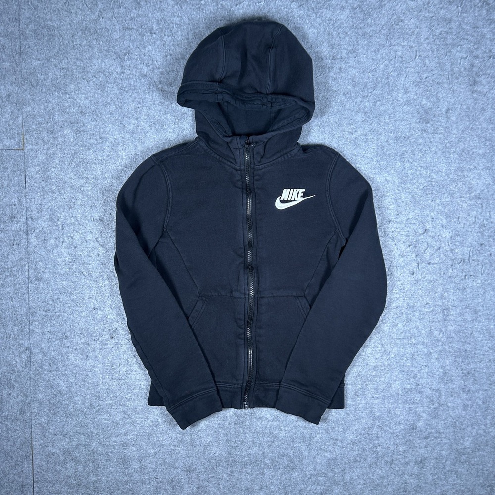 Vintage Nike Hoodie Womens Small Black Y2K Full Zip Swoosh Embroidered Logo